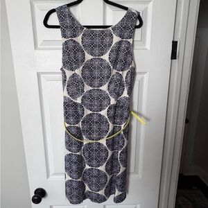 The Limited Navy and Cream Sleeveless Midi Dress with Geometric Circles